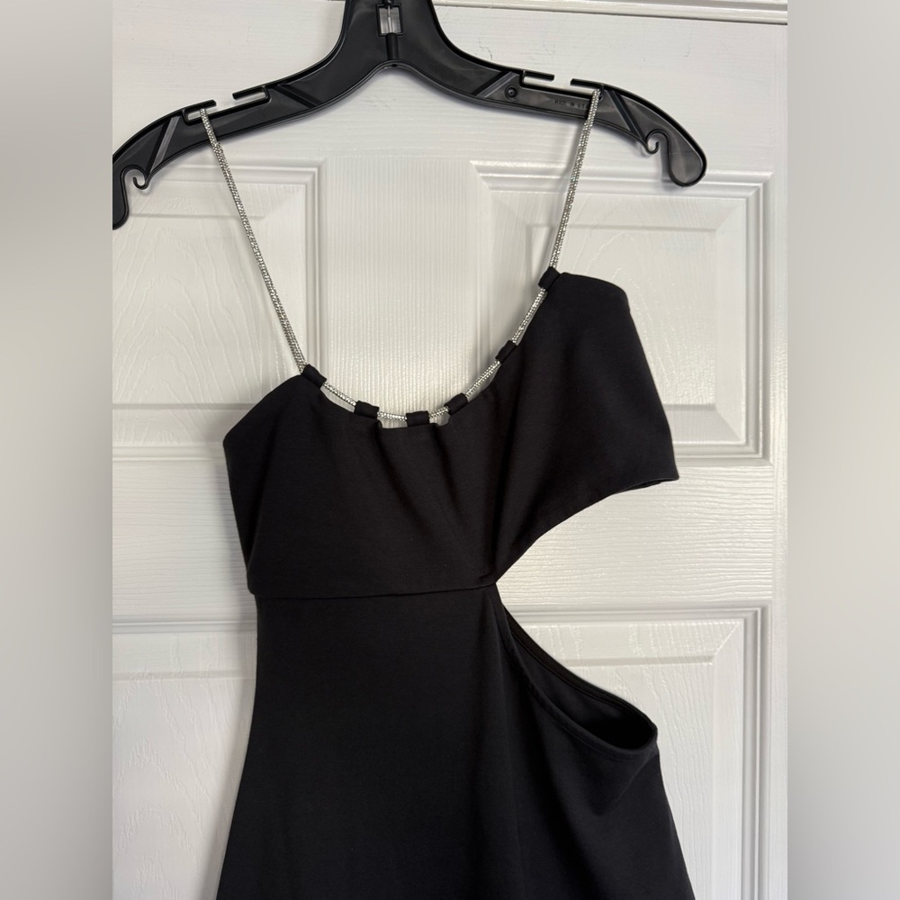 Lovers + Friends Charlotte Rhinestone Strap Cutout Midi Sexy Slit Dress REVOLVE - Picture 9 of 16